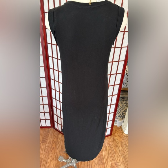 J CREW Black Cotton Dress with Square Cuffed Shoulder, Side Dips NWOT - Picture 3 of 6